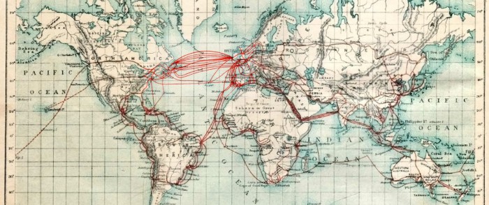 The Eastern Telegraph Co.: System and its general connections. Chart of submarine telegraph cable routes 1901