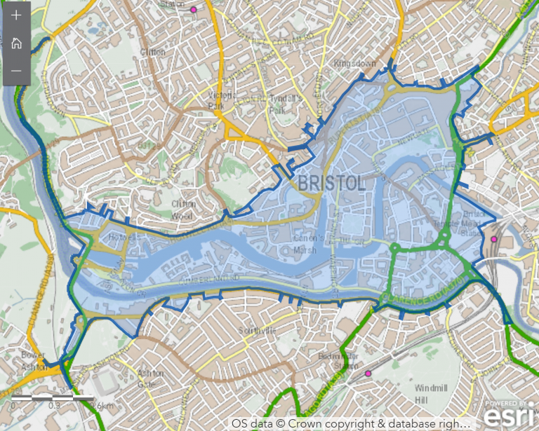 Will Bristol S New Clean Air Zone Influence City Centre Voters At The   Clean Air Zone Map 768x615 