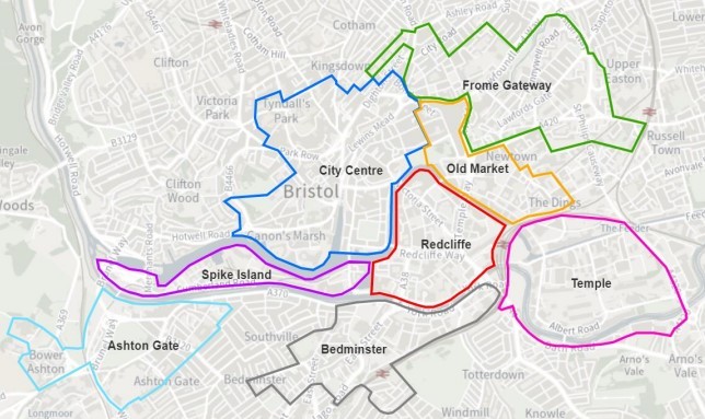 A map of heat networks that will be created under Bristol's City Leap programme