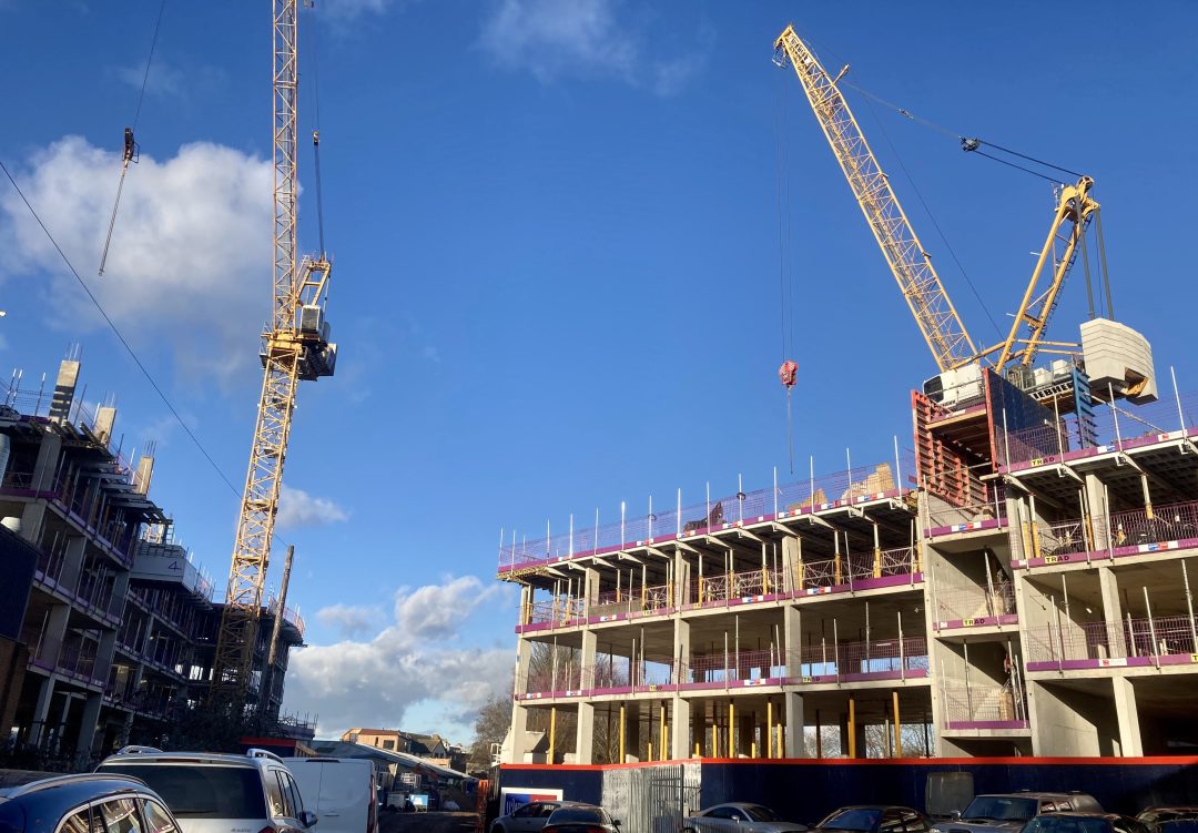 An image of construction work on one of Bedminster Green's plots off Malago Road.
