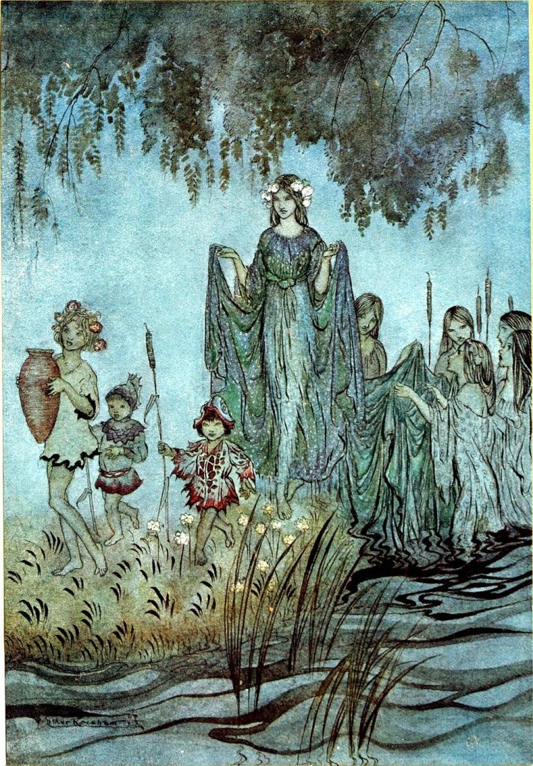 Image of Arthur Rackham's 'Fairy Procession', originally for a 1908 edition of Shakespeare's Midsummer Nights Dream