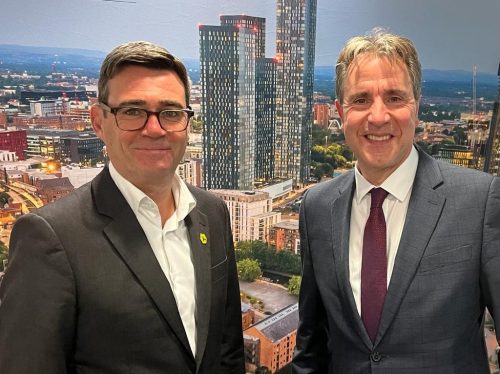 Image of Greater Manchester mayor Andy Burnham and his West of Englad counterpart Dan Norris.