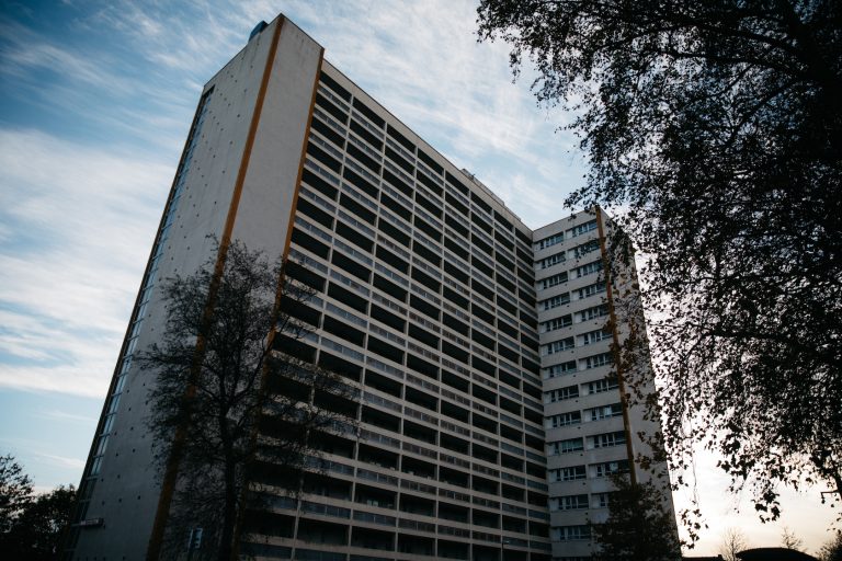 A photo of Barton House tower block