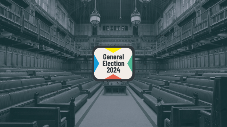 The Cable's 2024 general election logo over a monochrome image of the House of Commons