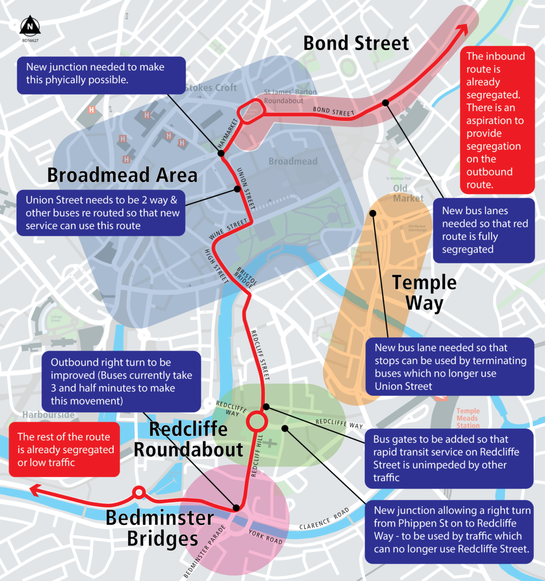 A map showing a summary of the proposed changes to the city centre.